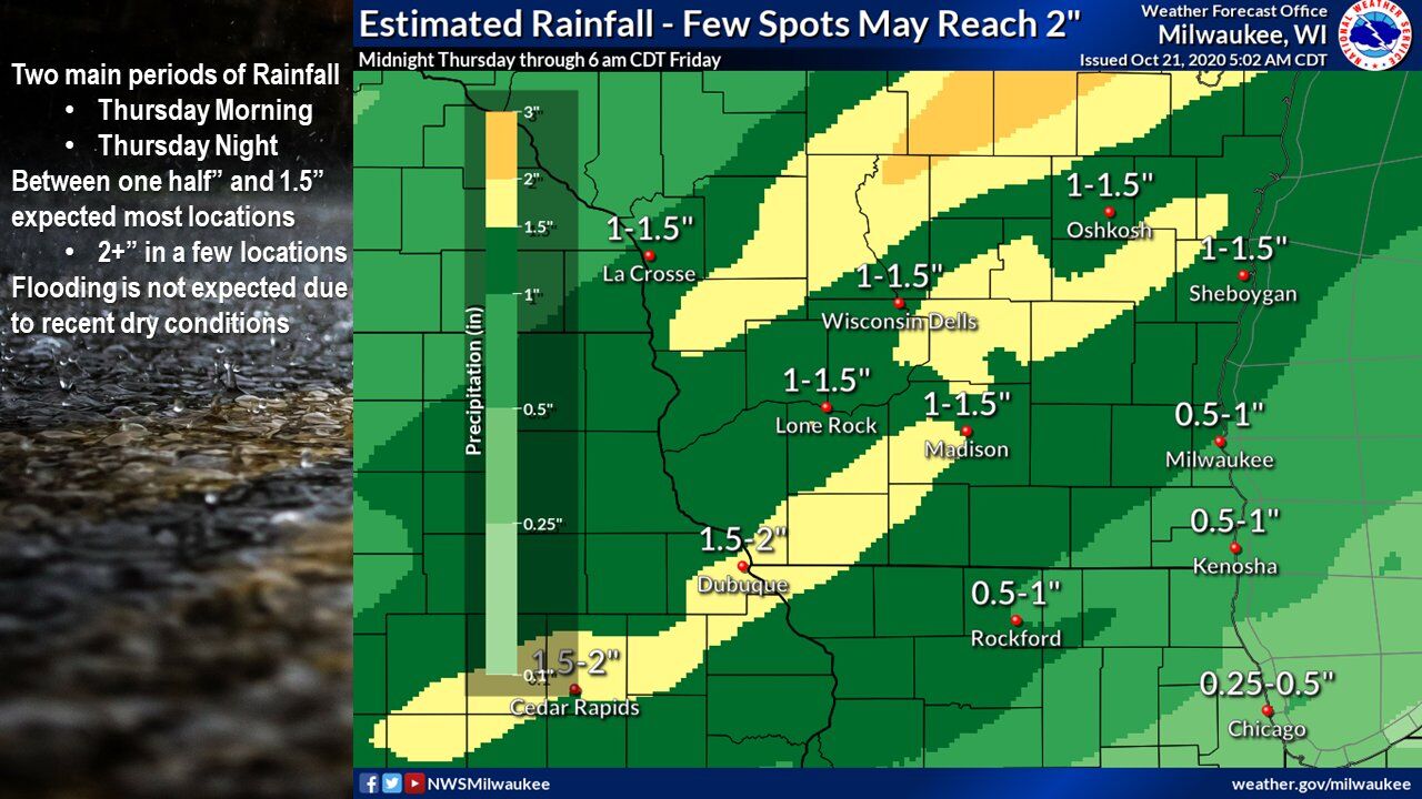 Estimated rainfall by National Weather Service